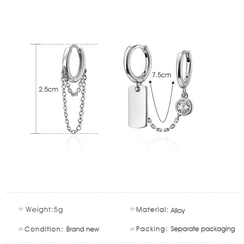 1 Set Hip Hop Chained Dangle Earrings For Women Men Teens 2021 New Trendy Punk Chain Earring Fashion Jewelry Gifts