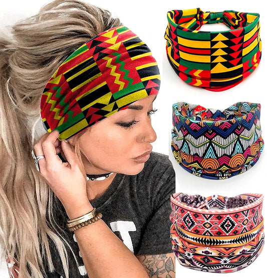 New African Pattern Print Headband for Women Twist Style Hair