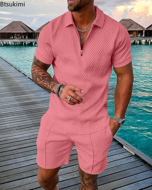 New 3D Digital Printed Men's Fashion Casual Sets Short Sleeve Polo Shirt and Shorts 2 PCS Sets Sportwear Suit 2024 Male Clothing