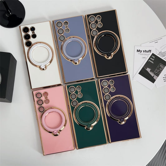 Plating Magsafe Bracket Phone Case For Samsung Galaxy S23 S22 Ultra Plus