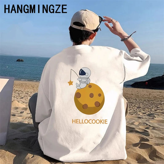 Summer New Cartoon T Shirts High Quality 260GSM Cotton Short Sleeve Tshirt Oversized Tee Tops High Street Streetwear Men Clothes