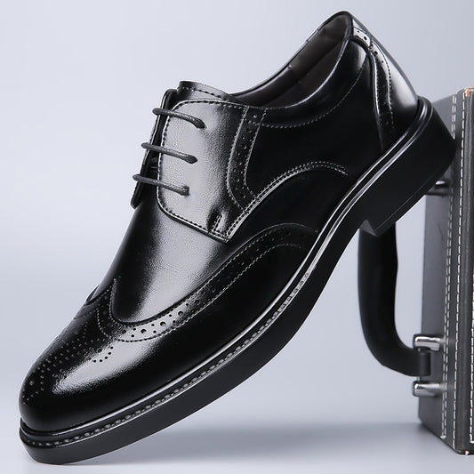 2023 Man gespleten leren schoenen rubberen zool
